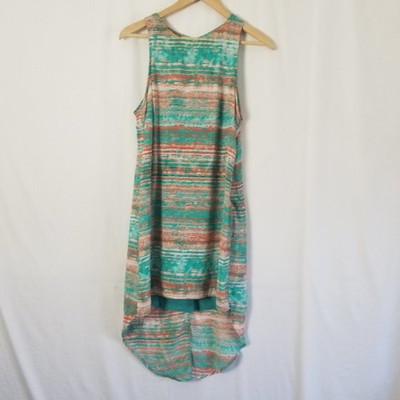 Lush sleeveless multicolored high low striped dress size S (164)
